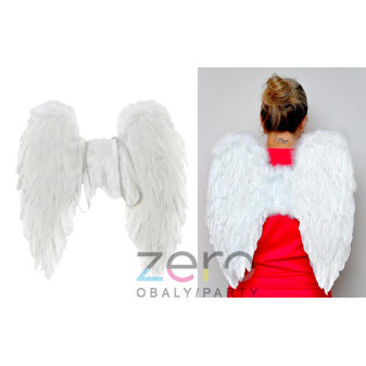 Andělská křídla z peří 50x50 cm - bílá