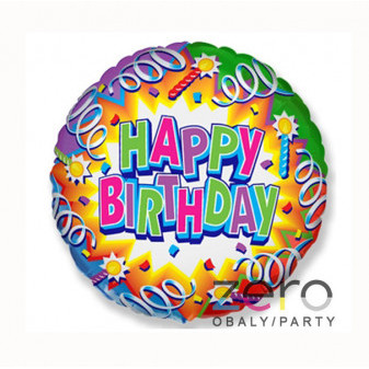 Balónek nafukovací fóliový pr. 46 cm 'Happy Birthday'