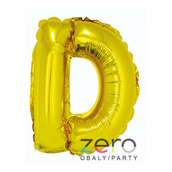 Balónek nafukovací fóliový 35 cm 'D' - zlatý