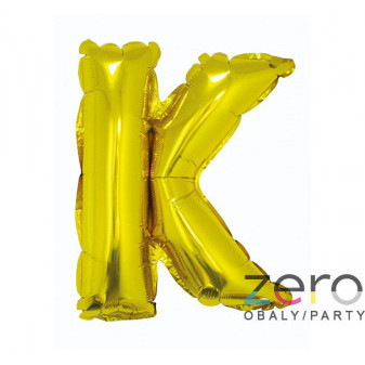 Balónek nafukovací fóliový 35 cm 'K' - zlatý