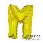Balónek nafukovací fóliový 35 cm 'M' - zlatý