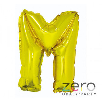 Balónek nafukovací fóliový 35 cm 'M' - zlatý