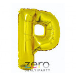 Balónek nafukovací fóliový 35 cm 'P' - zlatý