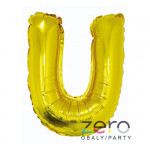 Balónek nafukovací fóliový 35 cm 'U' - zlatý