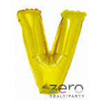 Balónek nafukovací fóliový 35 cm 'V' - zlatý