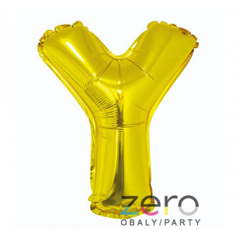 Balónek nafukovací fóliový 35 cm 'Y' - zlatý