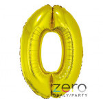 Balónek nafukovací fóliový 35 cm '0' - zlatý
