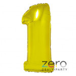 Balónek nafukovací fóliový 35 cm '1' - zlatý