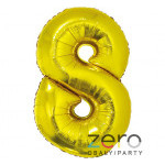 Balónek nafukovací fóliový 35 cm '8' - zlatý