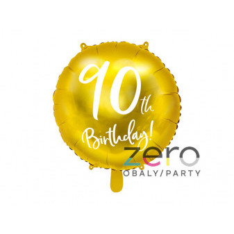 Balónek nafukovací fóliový pr. 45 cm '90' - zlatý