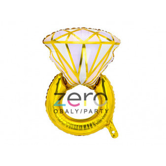 Balónek nafukovací fóliový 60x95 cm 'prsten' - zlatý