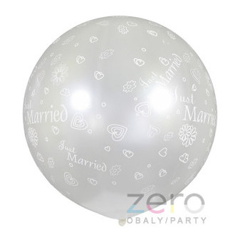 Balónek nafukovací XXL pr. 75 cm - perleťová Just Married
