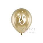 Balónky nafukovací pr. 30 cm (6 ks) - 18-té narozeniny (zlaté)