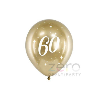 Balónky nafukovací pr. 30 cm (6 ks) - 60-té narozeniny (zlaté)