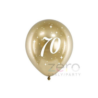 Balónky nafukovací pr. 30 cm (6 ks) - 70-té narozeniny (zlaté)