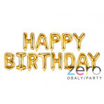 Balónky nafukovací fóliové 'Happy Birthday' - zlaté