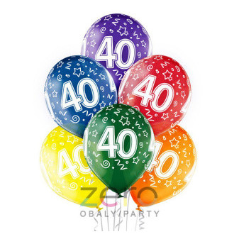 Balónky nafukovací pr. 30 cm (6 ks) - 40-té narozeniny (mix)