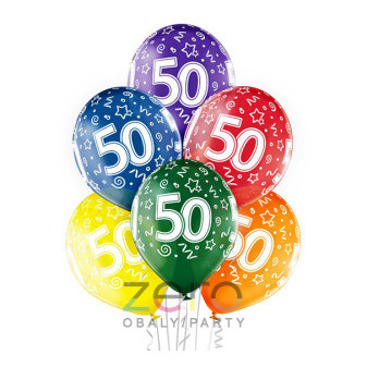Balónky nafukovací pr. 30 cm (6 ks) - 50-té narozeniny (mix)