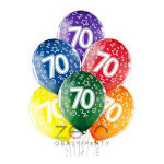 Balónky nafukovací pr. 30 cm (6 ks) - 70-té narozeniny (mix)