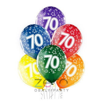 Balónky nafukovací pr. 30 cm (6 ks) - 70-té narozeniny (mix)