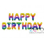 Balónky nafukovací fóliové 'Happy Birthday' - barevné