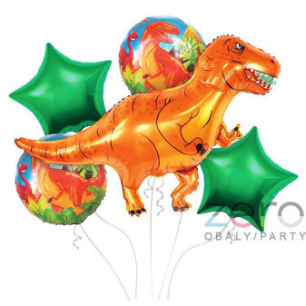 Balónky nafukovací fóliové 'dinosaurus' 5 ks - barevné