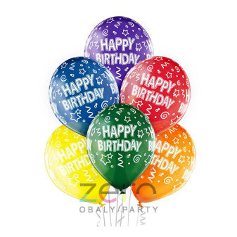 Balónky nafukovací pr. 30 cm (6 ks) - Happy Birthday (mix)