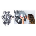 Balónky nafukovací pr. 33 cm, 5 ks (lesk) - stříbrné