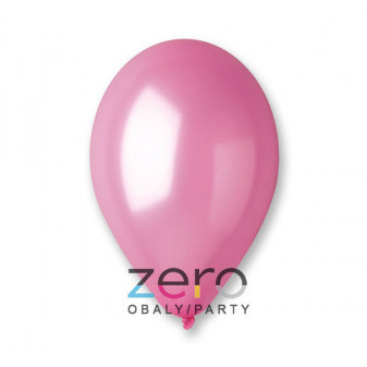 Balónky nafukovací pr. 26 cm, 100 ks (metal) - růžové