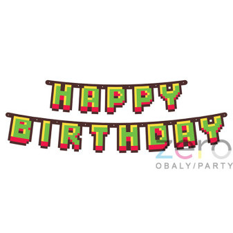 Banner 'Happy Birthday' 160 cm - Minecraft