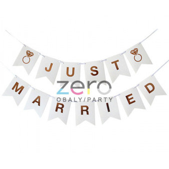 Banner svatební 'Just Married' 18 x 300 cm