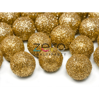 Dekorace 'koule' pr. 2 cm (25 ks) - zlatá s glitry