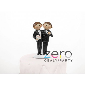 Dekorace/figurka na dort (12 cm) - novomanželé 'gayové'
