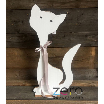 Kočka stojicí dřevěná 30x52 cm - bílá