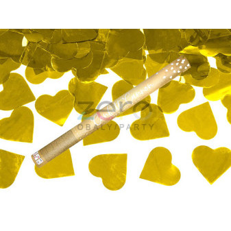 Konfety vystřelovací 60 cm srdce - zlaté