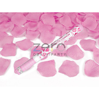 Konfety vystřelovací 60 cm plátky růží - růžové