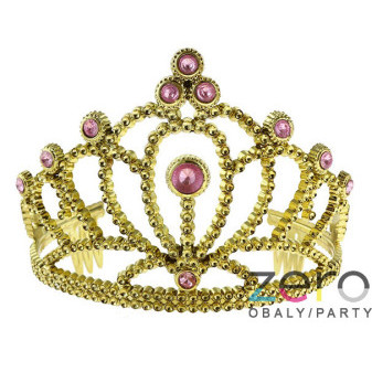 Koruna (tiára) pro princeznu s perlami - zlatá