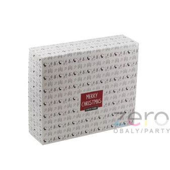 Krabice papírová 250 x 210 x 70 mm - bílá s bordó 'Merry Christmas'