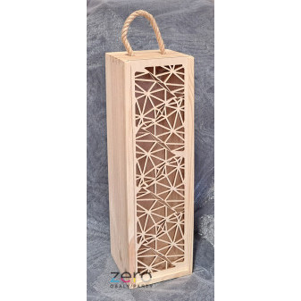 Krabička dřevěná na láhev s ažurou - přírodní/přírodní