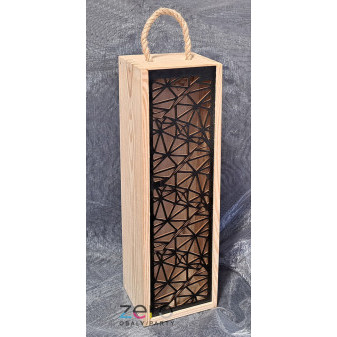 Krabička dřevěná na láhev s ažurou - přírodní/černá
