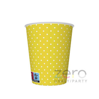 Pohárek (kelímek) nápojový papírový 0,25 l (8 ks) - žlutá s mini puntíky