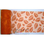 Organza 12 cm x 10 y - oranžová s tiskem listů