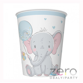 Pohárek (kelímek) nápojový papírový 0,25 l (8 ks) - modrý slon