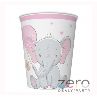 Pohárek (kelímek) nápojový papírový 0,25 l (8 ks) - růžový slon