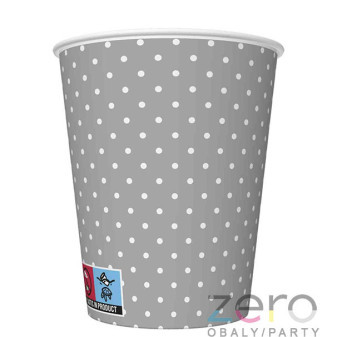 Pohárek (kelímek) nápojový papírový 0,25 l (8 ks) - šedé s mini puntíky