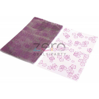 Sáček PP 20x35 cm - transp. s tiskem fialových květů