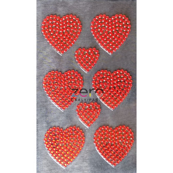 Samolepicí dekorace 'srdce' 8 ks - červená