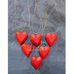 Srdce závěsné dřevěné 3,5x3 cm (6 ks) - červené