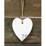 Srdce dřevěné závěsné 10 cm - bílá