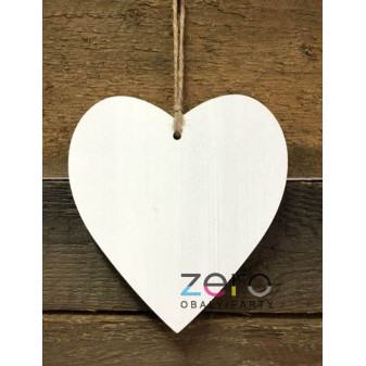 Srdce dřevěné závěsné 17 cm - bílá